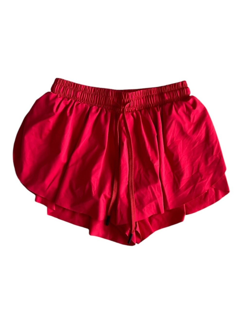 Bright Red Layered Girls' Athletic Shorts Size 130 (US7/8)